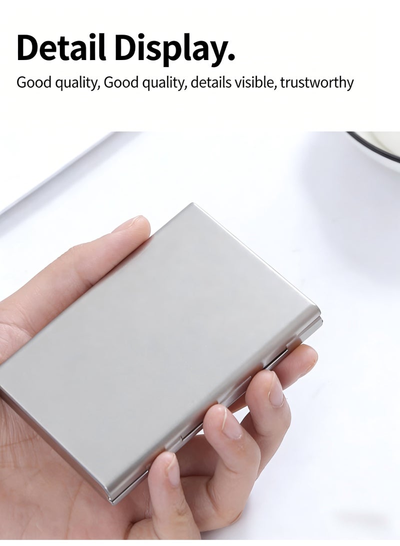 RFID Blocking Stainless Steel Card Holder (Brushed Silver), Multi-Slot Metal Card Case, Portable ID & Credit Card Wallet - Image 4
